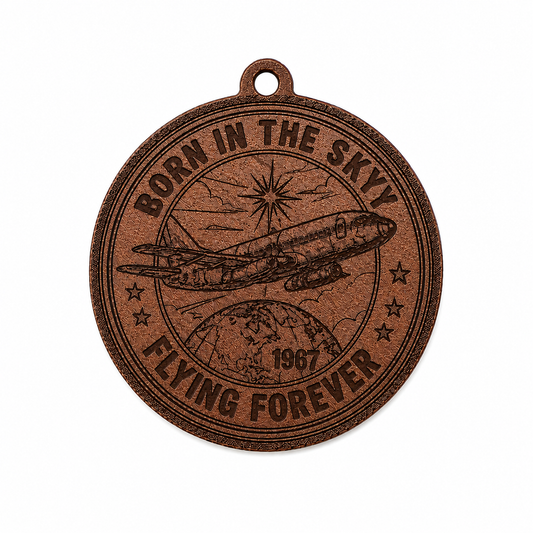 Born in the sky. Flying forever. | Boeing 737 Leather Keychain