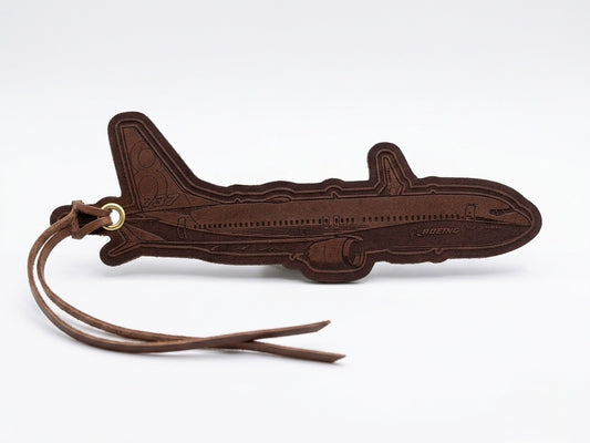 Boeing 737 Leather Bag Tag – Recycled Leather Aviation Luggage Tag