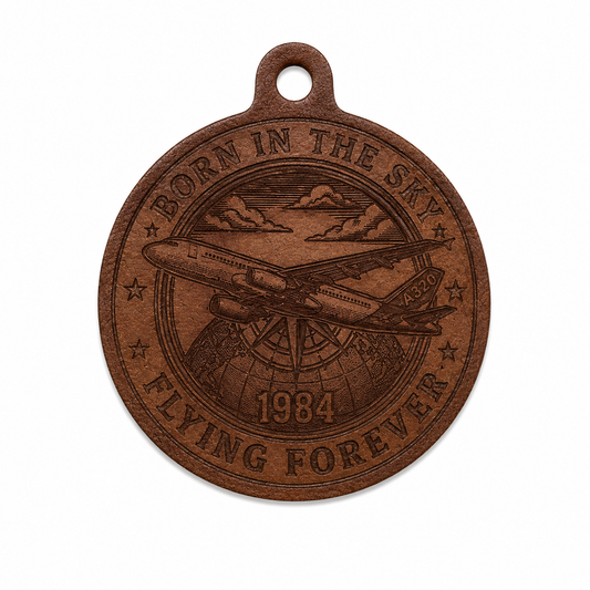 Born in the sky. Flying forever. | Airbus A320 Leather Keychain