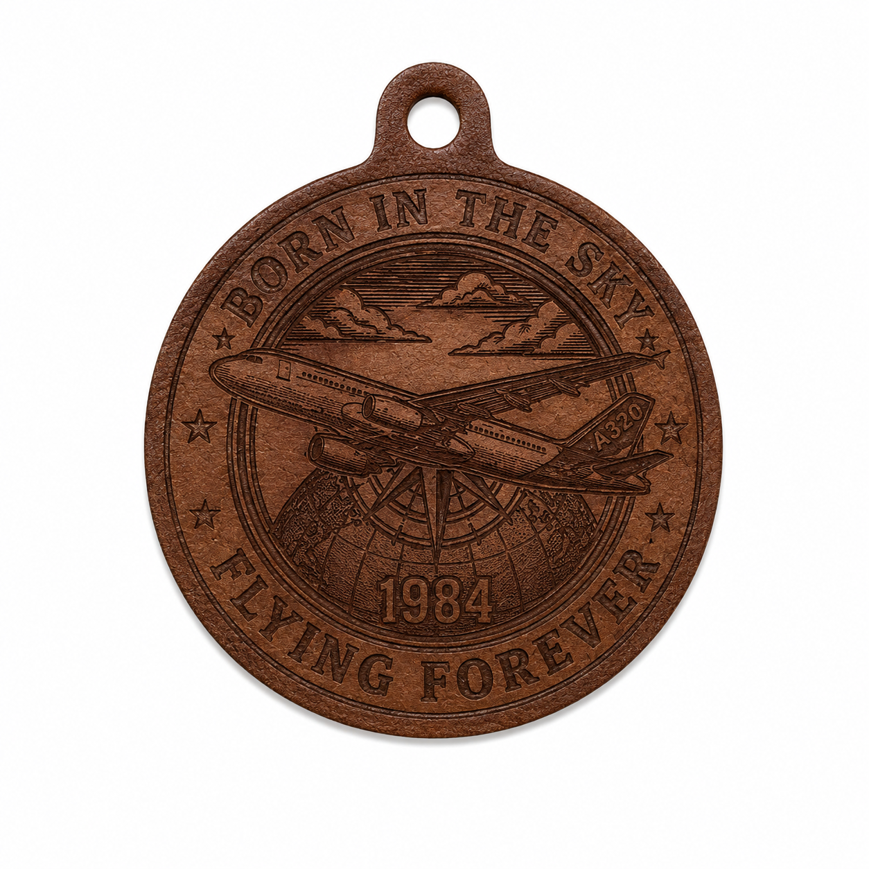 Born in the sky. Flying forever. | Airbus A320 Leather Keychain