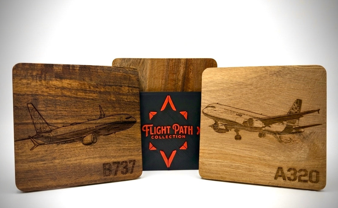Flight Path Collection™ – Custom Aviation Coaster Set (Set of 4)