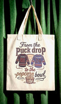 From the Puck Drop to the Popcorn Bowl Tote Bag – Hockey Rivalry Canvas Tote