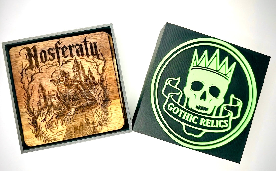 Gothic Relics Coaster Set – Classic Horror Movie Collection (Set of 4)