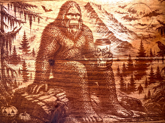 Bigfoot Dutch Bros Acacia Wood Serving Tray | Sasquatch Coffee Engraved Tray